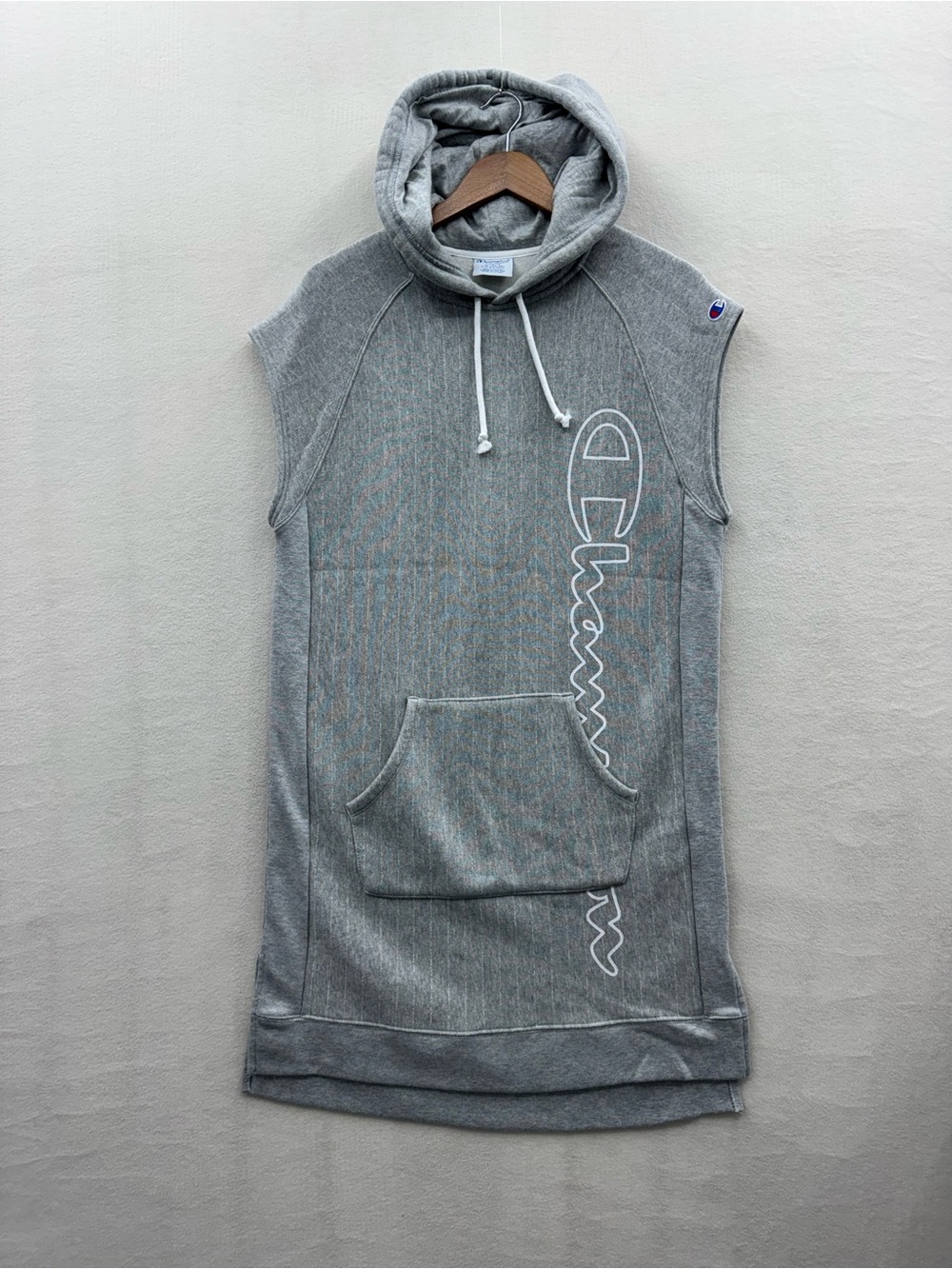 Champion Women’s Large Hoodie Dress Gray Reverse Weave Kangaroo Pocket Logo